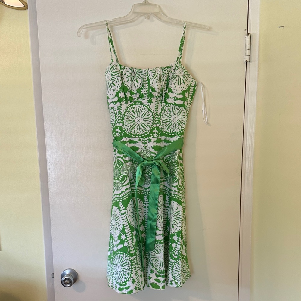 Vibrant Green and White Mini Dress